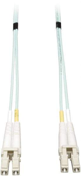 Tripp-Lite - 50' Long, LC/LC Head, Multimode Fiber Optic Cable - Aqua, Use with LAN - Exact Industrial Supply
