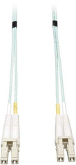 Tripp-Lite - 50' Long, LC/LC Head, Multimode Fiber Optic Cable - Aqua, Use with LAN - Exact Industrial Supply