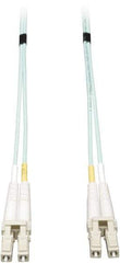 Tripp-Lite - 33' Long, LC/LC Head, Multimode Fiber Optic Cable - Aqua, Use with LAN - Exact Industrial Supply