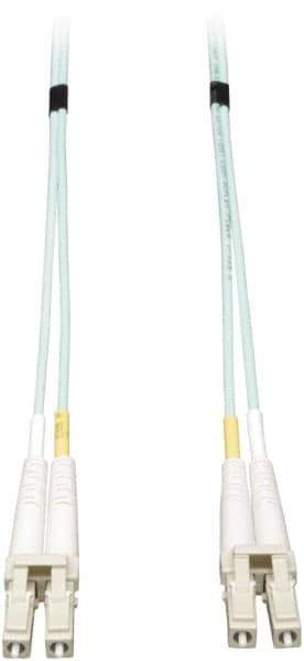 Tripp-Lite - 26' Long, LC/LC Head, Multimode Fiber Optic Cable - Aqua, Use with LAN - Exact Industrial Supply