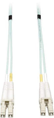 Tripp-Lite - 16' Long, LC/LC Head, Multimode Fiber Optic Cable - Aqua, Use with LAN - Exact Industrial Supply