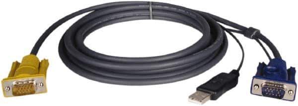 Tripp-Lite - 19' Long, HD15, HD15/USB A Computer Cable - Black, Male x Male x Male - Exact Industrial Supply