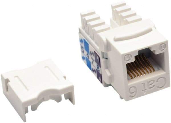 Tripp-Lite - Punch Down Keystone Jack - RJ45 Connector, White, Use with Cat5e Cable - Exact Industrial Supply