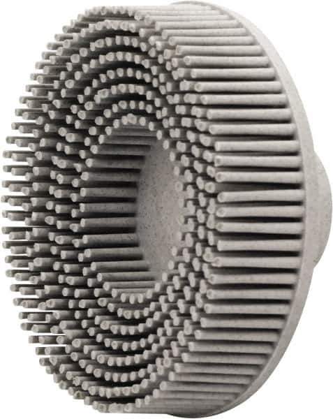 Value Collection - 3" 120 Grit Ceramic Straight Disc Brush - Threaded Hole Connector, 5/8" Trim Length, 1/4-20 Threaded Arbor Hole - Exact Industrial Supply