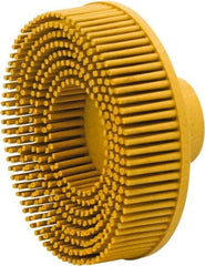 Value Collection - 3" 80 Grit Ceramic Straight Disc Brush - Threaded Hole Connector, 5/8" Trim Length, 1/4-20 Threaded Arbor Hole - Exact Industrial Supply