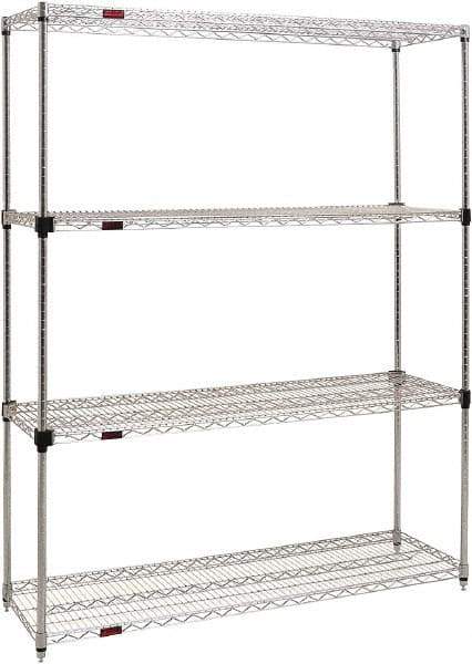 Eagle MHC - 4 Shelf Eagle MHC Wire Shelving - Starter Unit - 48" Wide x 18" Deep x 74" High, - Exact Industrial Supply