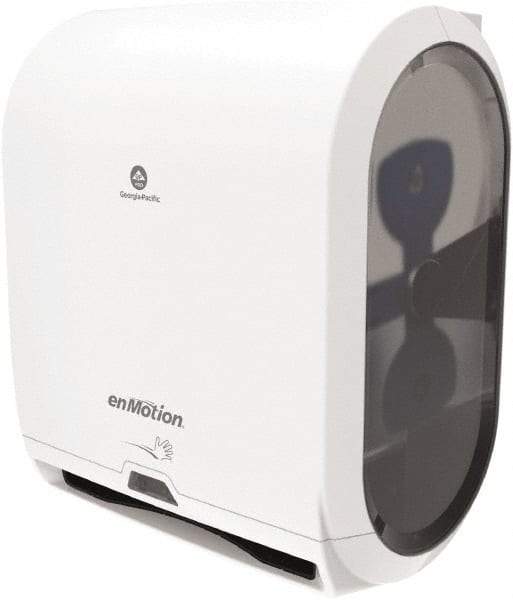 Georgia Pacific - Hands Free, Plastic Paper Towel Dispenser - 17.3" High x 14.7" Wide x 9-1/2" Deep, 1 Roll with Stub 10", White - Exact Industrial Supply