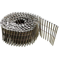 DeWALT - 13 Gauge 2.38" Long Roofing Nails for Power Nailers - Steel, Bright Finish, Ring Shank, Coil Collation, Round Head, Blunt Diamond Point - Exact Industrial Supply