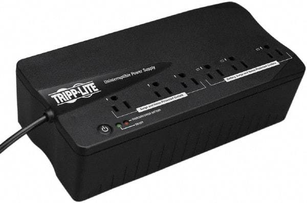 Tripp-Lite - 15 Amp, 350 VA, Flat Pack Mount Standby Backup Uninterruptible Power Supply - Backup 2-1/2 min with Full Load & 12 min with Half Load, 120 VAC Input & Output, 180 Watt Output, 1 Phases, 6 Outlets - Exact Industrial Supply
