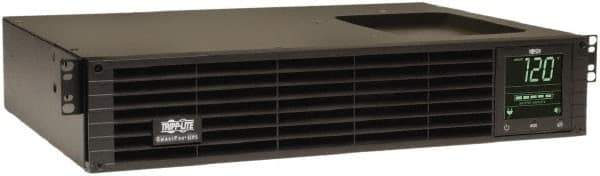 Tripp-Lite - 15 Amp, 1,000 VA, Tower & Rack Mount Line Interactive Backup Uninterruptible Power Supply - Backup 5.3 min with Full Load & 15 min with Half Load, 120 VAC Input & Output, 800 Watt Output, 1 Phases, 6 Outlets - Exact Industrial Supply