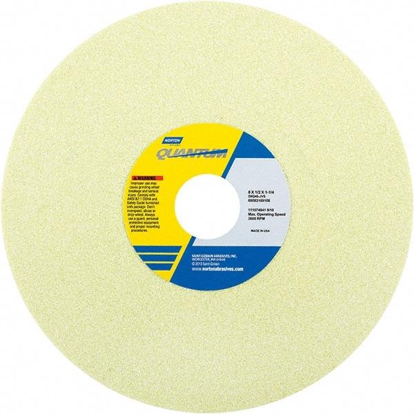 Norton - 8" Diam x 1-1/4" Hole x 1/2" Thick, I Hardness, 46 Grit Surface Grinding Wheel - Ceramic, Type 1, Coarse Grade, 3,105 Max RPM - Exact Industrial Supply