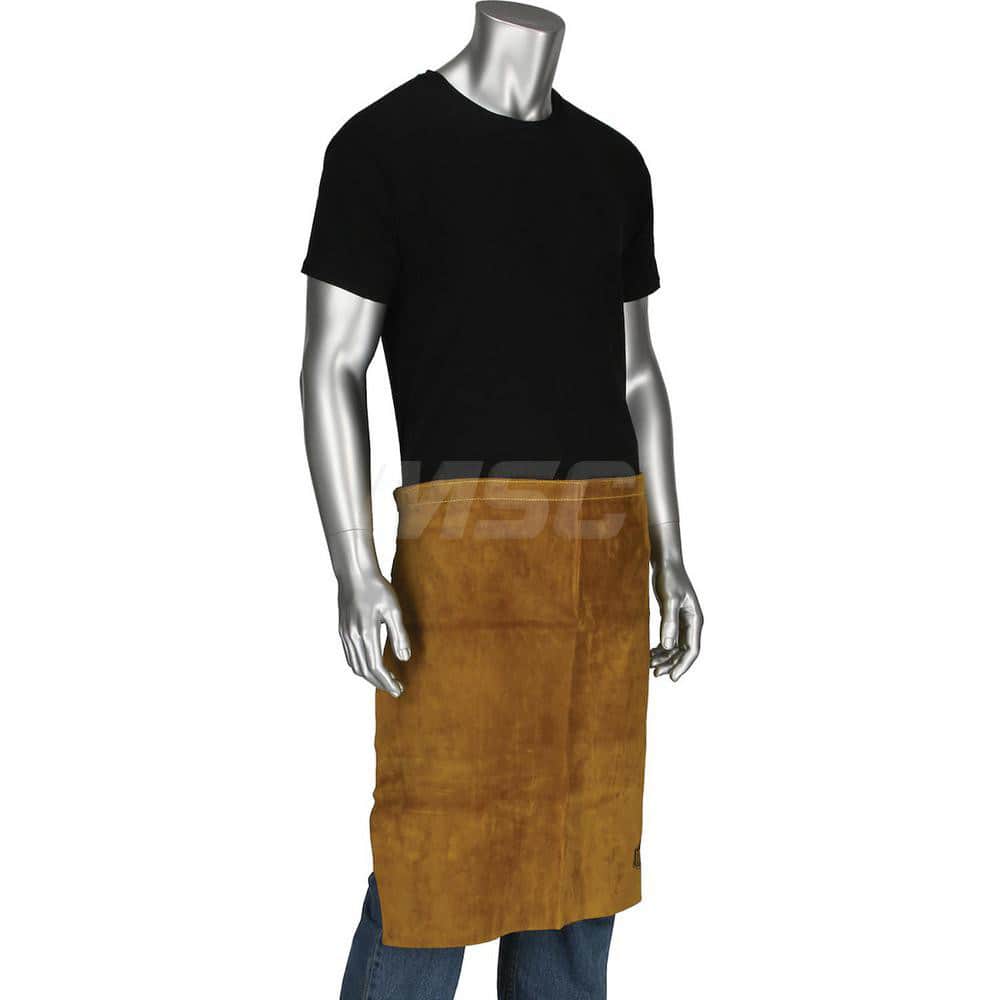 Waist Apron: Welding, Leather, 18″ OAL, Straps with Side Release Buckles Closure Size 24 x 18″, Golden Yellow, for Gas Welding