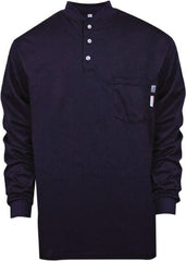 National Safety Apparel - Size S Navy Blue Flame Resistant/Retardant Long Sleeve T-Shirt - Exact Industrial Supply