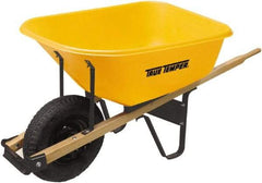 True Temper - 6 Cu Ft Capacity Wheelbarrow with 16" Pneumatic Wheel - Hardwood Handle, 60" Long x 30" Wide x 27" High, Yellow - Exact Industrial Supply