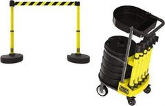 Banner Stakes - 42-1/2" High Plastic Pedestrian Barrier - 15' Long Rope - Exact Industrial Supply