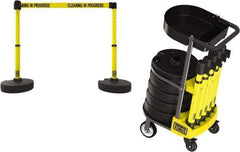 Banner Stakes - 42-1/2" High Plastic Pedestrian Barrier - 15' Long Rope - Exact Industrial Supply