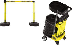 Banner Stakes - 42-1/2" High Plastic Pedestrian Barrier - 15' Long Rope - Exact Industrial Supply