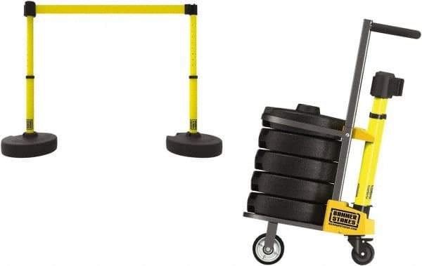 Banner Stakes - 42-1/2" High Plastic Pedestrian Barrier - 15' Long Rope - Exact Industrial Supply
