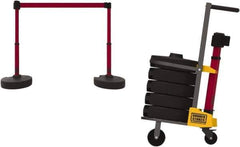 Banner Stakes - 42-1/2" High Plastic Pedestrian Barrier - 15' Long Rope - Exact Industrial Supply