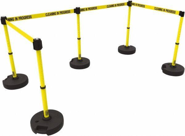 Banner Stakes - 42" High Plastic Pedestrian Barrier - 15' Long Rope - Exact Industrial Supply