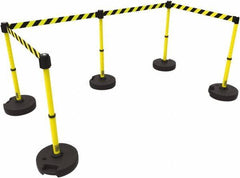 Banner Stakes - 42" High Plastic Pedestrian Barrier - 15' Long Rope - Exact Industrial Supply