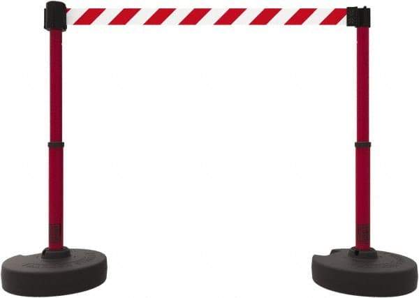 Banner Stakes - 42" High Plastic Pedestrian Barrier - 15' Long Rope - Exact Industrial Supply