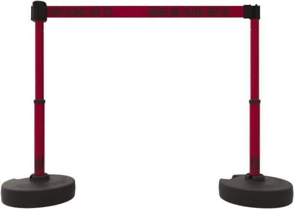 Banner Stakes - 42" High Plastic Pedestrian Barrier - 15' Long Rope - Exact Industrial Supply