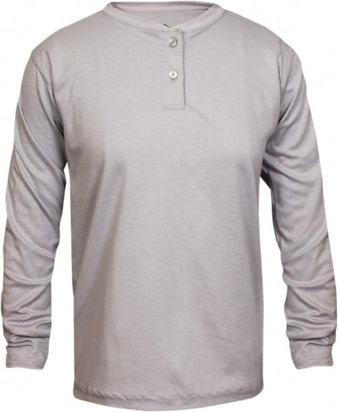 National Safety Apparel - Size 5XL Gray Flame Resistant/Retardant Long Sleeve T-Shirt - Exact Industrial Supply