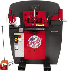 Edwards Manufacturing - 8-7/8" Throat Depth, 60 Ton Punch Pressure, 1-1/16" in 5/8" Punch Capacity Ironworker - 5 hp, 3 Phase, 460 Volts, 46-1/8" Wide x 56-1/8" High x 36-1/8" Deep - Exact Industrial Supply