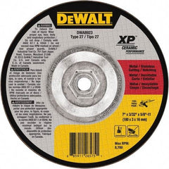 DeWALT - 7" Wheel Diam, 3/32" Wheel Thickness, 5/8" Arbor Hole, Type 27 Depressed Center Wheel - Fine/Coarse Grade, Ceramic, 8,700 Max RPM - Exact Industrial Supply