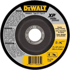 DeWALT - 5" Wheel Diam, 1/8" Wheel Thickness, 5/8" Arbor Hole, Type 27 Depressed Center Wheel - Fine/Coarse Grade, Ceramic, 12,200 Max RPM - Exact Industrial Supply
