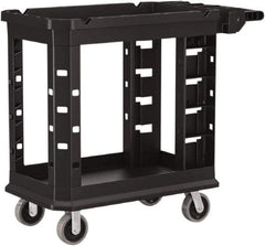 Suncast - 500 Lb Capacity, 19-1/2" Wide x 34-13/16" Long x 41-25/32" High Standard Utility Cart - 2 Shelf, Structural Foam, 2 Swivel, 2 Fixed/Locking Casters - Exact Industrial Supply