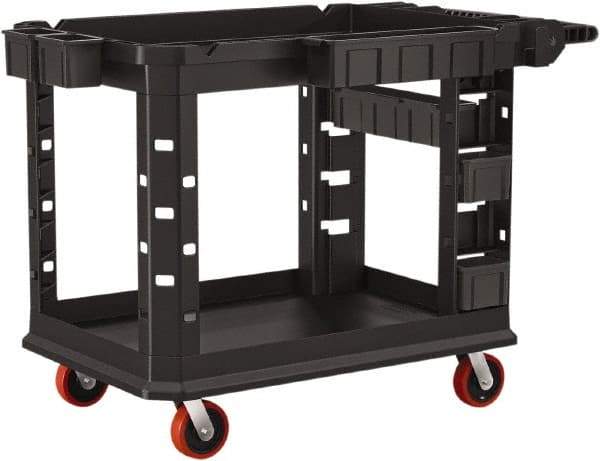 Suncast - 500 Lb Capacity, 26-1/2" Wide x 47-1/16" Long x 34-13/16" High Standard Utility Cart - 2 Shelf, Structural Foam, 4 Swivel Casters - Exact Industrial Supply