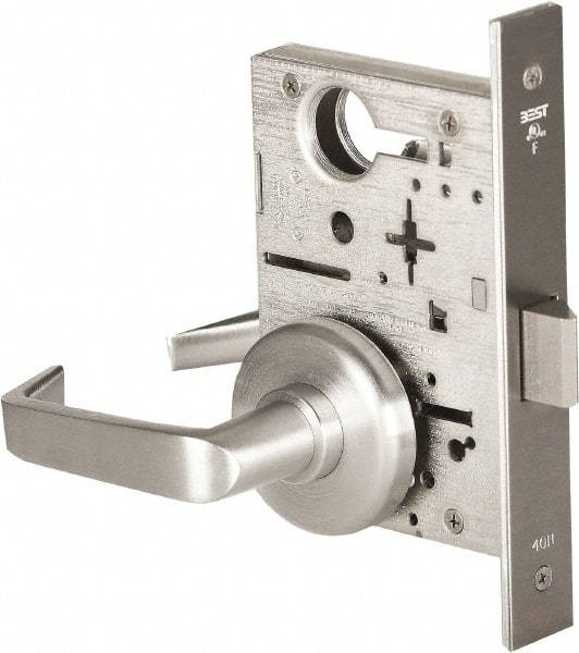Stanley - Passage Lever Lockset for 1-3/8 to 1-3/4" Thick Doors - 2-3/8 to 2-3/4" Back Set, Brass, Satin Chrome Finish - Exact Industrial Supply