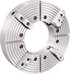 Samchully - 4 Jaw, 600mm Diam, Independent Manual Lathe Chuck - Plain Back Mount, Adjustable, 275mm Through Hole Diam, Cast Iron (Semi-Steel) - Exact Industrial Supply