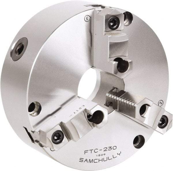 Samchully - 3 Jaw, 810mm Diam, Self Centering Manual Lathe Chuck - Front Mount, Adjustable, 375mm Through Hole Diam, Forged Steel - Exact Industrial Supply