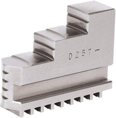 Samchully - 3" Max Chuck Diam Compatibility, Steel Square Serrated Hard Lathe Top Jaws - 2 Steps, 11mm Wide x 35mm Long x 29mm High - Exact Industrial Supply