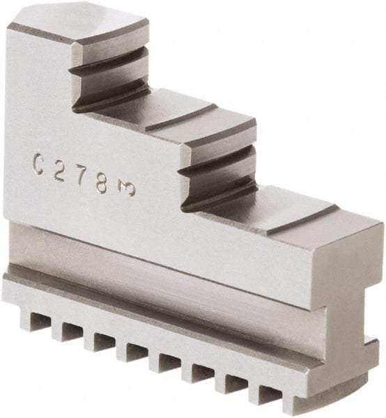 Samchully - 9" Max Chuck Diam Compatibility, Steel Square Serrated Hard Lathe Top Jaws - 2 Steps, 24mm Wide x 85mm Long x 64.5mm High - Exact Industrial Supply