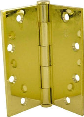 Hager - 5" Long x 5" Wide x 0.062" Thick, Steel Full Mortise Hinge - Bright Brass Finish, 5 Knuckles - Exact Industrial Supply