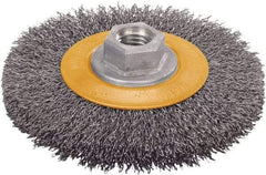WALTER Surface Technologies - 6" OD, 5/8-11 Arbor Hole, Crimped Stainless Steel Wheel Brush - 5/8" Face Width, 1" Trim Length, 0.0118" Filament Diam, 9,000 RPM - Exact Industrial Supply