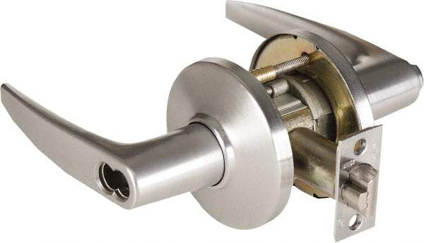 Stanley - Grade 1 Storeroom Lever Lockset - 2-3/4" Back Set, Zinc, Satin Chrome Finish - Exact Industrial Supply