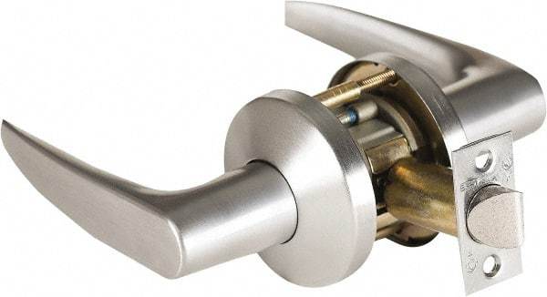 Stanley - Grade 1 Passage Lever Lockset - 2-3/4" Back Set, Zinc, Satin Chrome Finish - Exact Industrial Supply