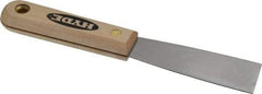 Hyde Tools - 1-1/4" Wide Steel Putty Knife - Stiff, Hardwood Handle, 7-3/4" OAL - Exact Industrial Supply
