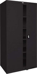 Sandusky Lee - 5 Shelf Locking Storage Cabinet - Steel, 36" Wide x 24" Deep x 78" High, Black - Exact Industrial Supply