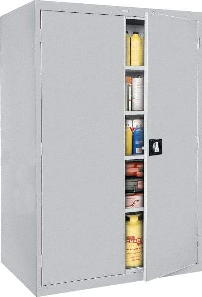 Sandusky Lee - 5 Shelf Locking Storage Cabinet - Steel, 46" Wide x 24" Deep x 72" High, Gray - Exact Industrial Supply
