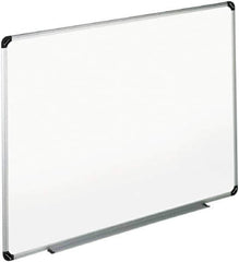 UNIVERSAL - 48" High x 72" Wide Erasable Melamine Marker Boards - Aluminum/Plastic Frame, 74.6" Deep, Includes Accessory Tray/Rail & Mounting Kit - Exact Industrial Supply