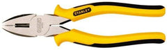 Stanley - 8-3/4" OAL, 1-31/64" Jaw Length, Side Cutting Linesman's Pliers - Serrated Jaw, Round Nose Head, TPR Handles - Exact Industrial Supply