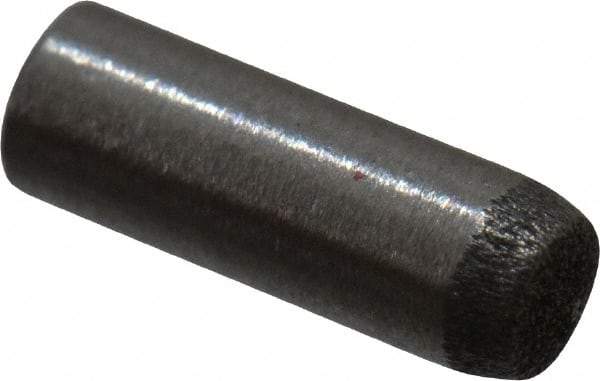 Made in USA - 2mm Diam x 6mm Pin Length 416 Stainless Steel Precision Dowel Pin - C 36-42 Hardness, 1 Beveled & 1 Rounded End - Exact Industrial Supply