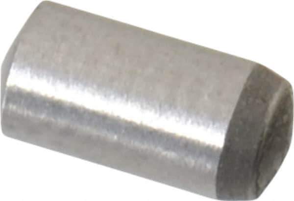 Made in USA - 3mm Diam x 6mm Pin Length 416 Stainless Steel Precision Dowel Pin - C 36-42 Hardness, 1 Beveled & 1 Rounded End - Exact Industrial Supply