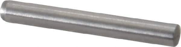 Made in USA - 3mm Diam x 24mm Pin Length 416 Stainless Steel Precision Dowel Pin - C 36-42 Hardness, 1 Beveled & 1 Rounded End - Exact Industrial Supply